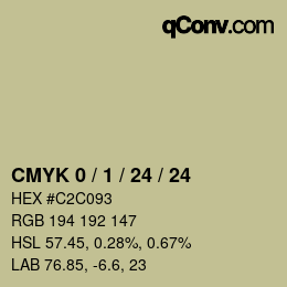 Farbcode: CMYK 0 / 1 / 24 / 24 | qconv.com