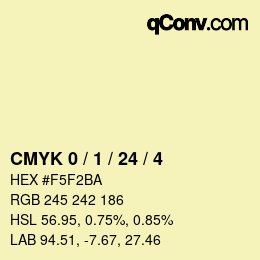 Farbcode: CMYK 0 / 1 / 24 / 4 | qconv.com