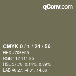 カラーコード: CMYK 0 / 1 / 24 / 56 | qconv.com