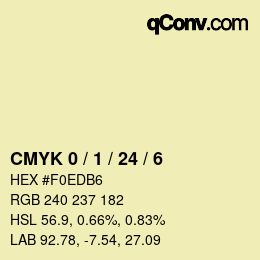 カラーコード: CMYK 0 / 1 / 24 / 6 | qconv.com