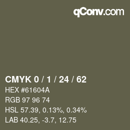 カラーコード: CMYK 0 / 1 / 24 / 62 | qconv.com