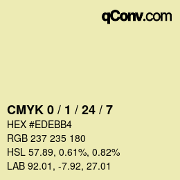 颜色代码: CMYK 0 / 1 / 24 / 7 | qconv.com