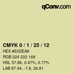 カラーコード: CMYK 0 / 1 / 25 / 12 | qconv.com