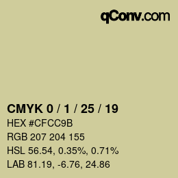 カラーコード: CMYK 0 / 1 / 25 / 19 | qconv.com