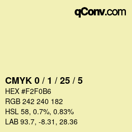 カラーコード: CMYK 0 / 1 / 25 / 5 | qconv.com