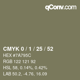 カラーコード: CMYK 0 / 1 / 25 / 52 | qconv.com