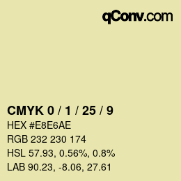 カラーコード: CMYK 0 / 1 / 25 / 9 | qconv.com