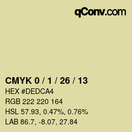 カラーコード: CMYK 0 / 1 / 26 / 13 | qconv.com