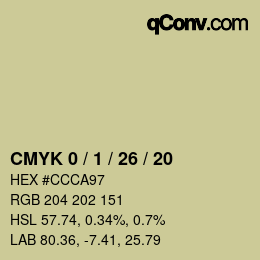 カラーコード: CMYK 0 / 1 / 26 / 20 | qconv.com