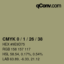 カラーコード: CMYK 0 / 1 / 26 / 38 | qconv.com