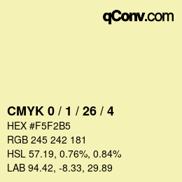 Color code: CMYK 0 / 1 / 26 / 4 | qconv.com