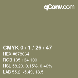カラーコード: CMYK 0 / 1 / 26 / 47 | qconv.com