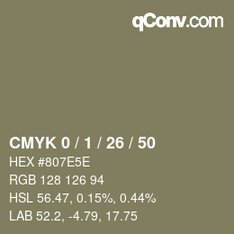 カラーコード: CMYK 0 / 1 / 26 / 50 | qconv.com