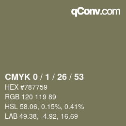カラーコード: CMYK 0 / 1 / 26 / 53 | qconv.com