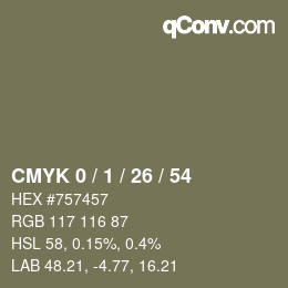 カラーコード: CMYK 0 / 1 / 26 / 54 | qconv.com