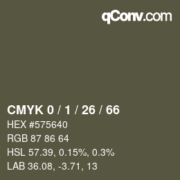 カラーコード: CMYK 0 / 1 / 26 / 66 | qconv.com