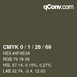 カラーコード: CMYK 0 / 1 / 26 / 69 | qconv.com