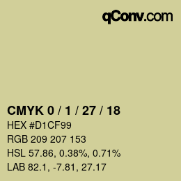 カラーコード: CMYK 0 / 1 / 27 / 18 | qconv.com