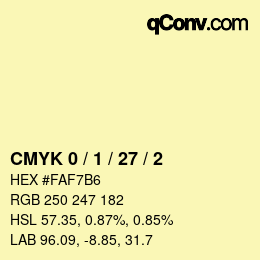 カラーコード: CMYK 0 / 1 / 27 / 2 | qconv.com