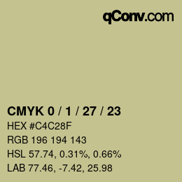 Color code: CMYK 0 / 1 / 27 / 23 | qconv.com