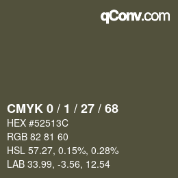 カラーコード: CMYK 0 / 1 / 27 / 68 | qconv.com