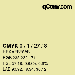 カラーコード: CMYK 0 / 1 / 27 / 8 | qconv.com