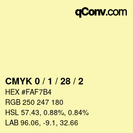 颜色代码: CMYK 0 / 1 / 28 / 2 | qconv.com