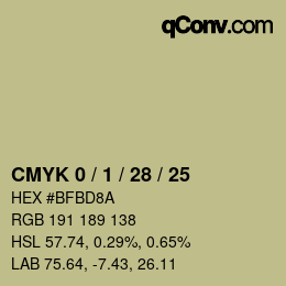 カラーコード: CMYK 0 / 1 / 28 / 25 | qconv.com