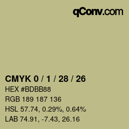 カラーコード: CMYK 0 / 1 / 28 / 26 | qconv.com