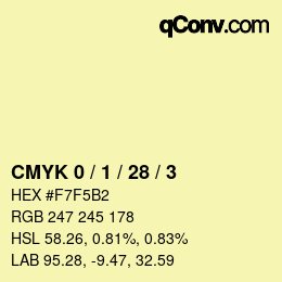 Color code: CMYK 0 / 1 / 28 / 3 | qconv.com