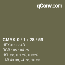 カラーコード: CMYK 0 / 1 / 28 / 59 | qconv.com