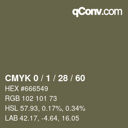 カラーコード: CMYK 0 / 1 / 28 / 60 | qconv.com