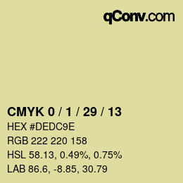 カラーコード: CMYK 0 / 1 / 29 / 13 | qconv.com