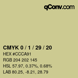 カラーコード: CMYK 0 / 1 / 29 / 20 | qconv.com