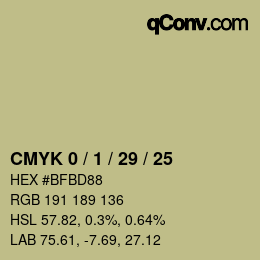 カラーコード: CMYK 0 / 1 / 29 / 25 | qconv.com