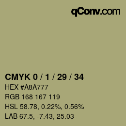 カラーコード: CMYK 0 / 1 / 29 / 34 | qconv.com
