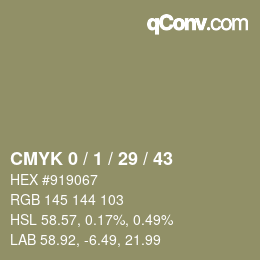 カラーコード: CMYK 0 / 1 / 29 / 43 | qconv.com