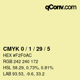 Farbcode: CMYK 0 / 1 / 29 / 5 | qconv.com