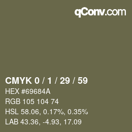 カラーコード: CMYK 0 / 1 / 29 / 59 | qconv.com