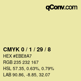 Farbcode: CMYK 0 / 1 / 29 / 8 | qconv.com