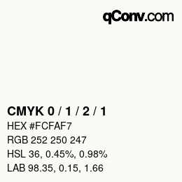 カラーコード: CMYK 0 / 1 / 2 / 1 | qconv.com
