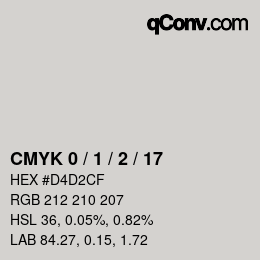 カラーコード: CMYK 0 / 1 / 2 / 17 | qconv.com