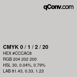 Farbcode: CMYK 0 / 1 / 2 / 20 | qconv.com