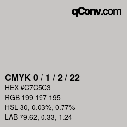 Farbcode: CMYK 0 / 1 / 2 / 22 | qconv.com