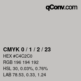 カラーコード: CMYK 0 / 1 / 2 / 23 | qconv.com