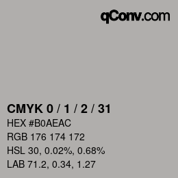 カラーコード: CMYK 0 / 1 / 2 / 31 | qconv.com