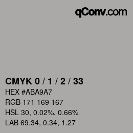 カラーコード: CMYK 0 / 1 / 2 / 33 | qconv.com