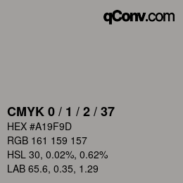 カラーコード: CMYK 0 / 1 / 2 / 37 | qconv.com