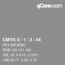 颜色代码: CMYK 0 / 1 / 2 / 44 | qconv.com