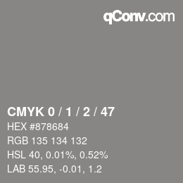 Código de color: CMYK 0 / 1 / 2 / 47 | qconv.com